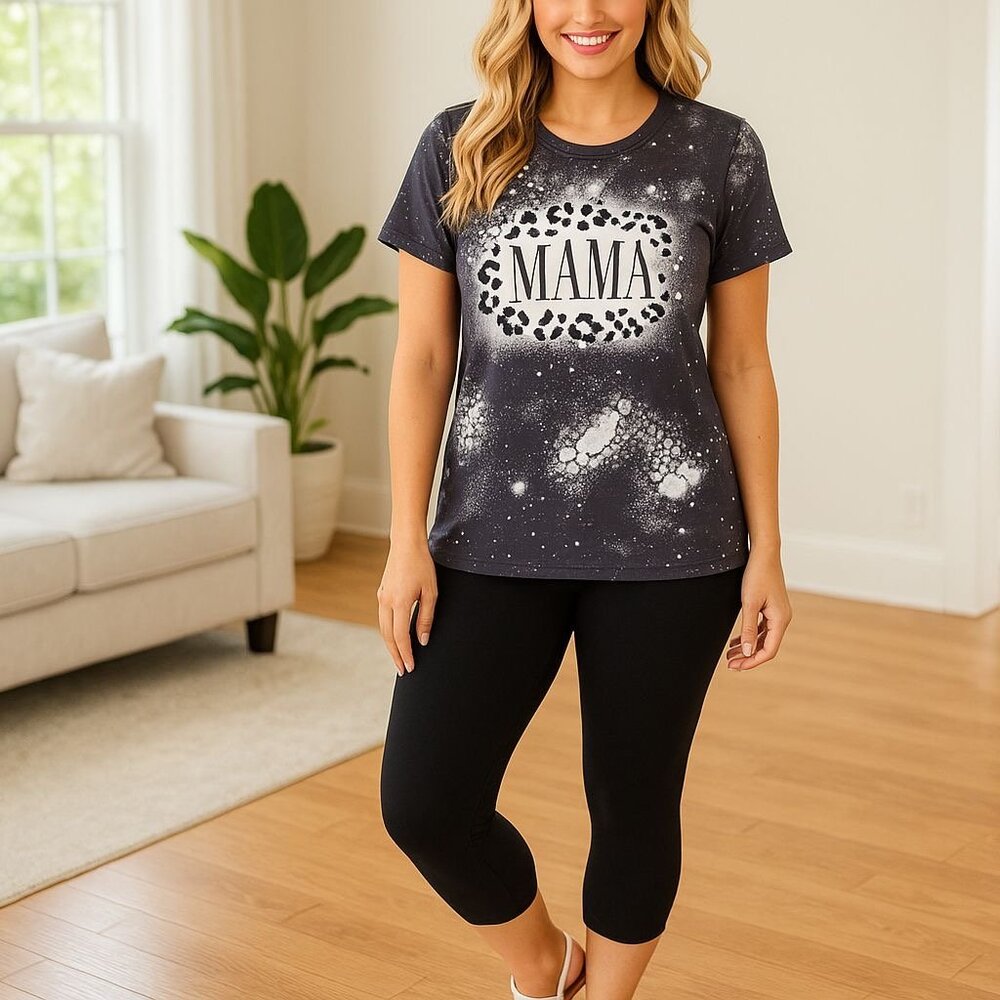 M/L/XL NEW Womens "MAMA" Print Graphic Tee Cheetah - Mom and Me Matching Shirts